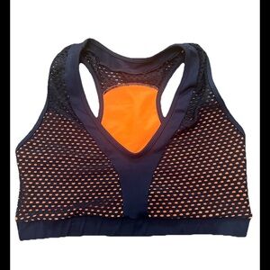 Women Cross back Sports Bra Size Small Orange Black D’Moniky (0383)